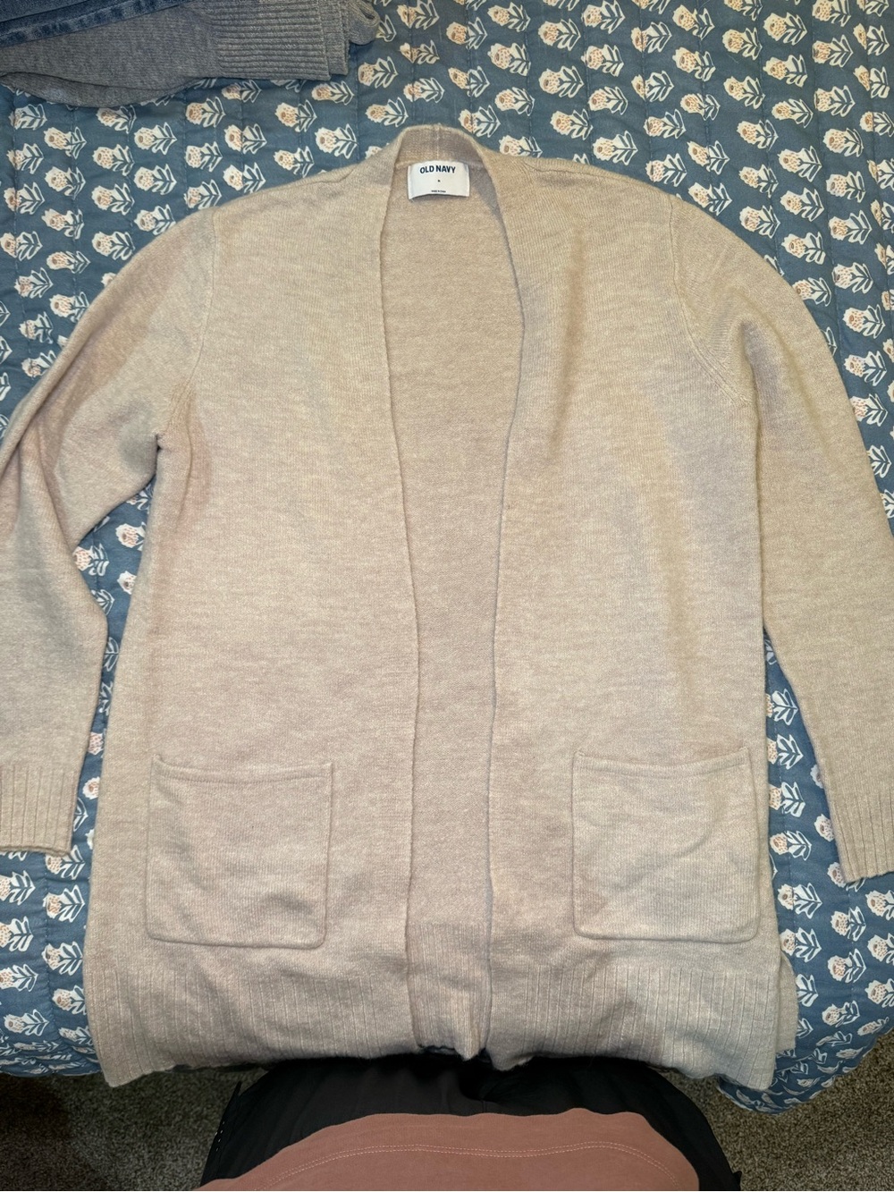 Old Navy Women's Light Taupe Pink Open-Front Pocket Cardigan